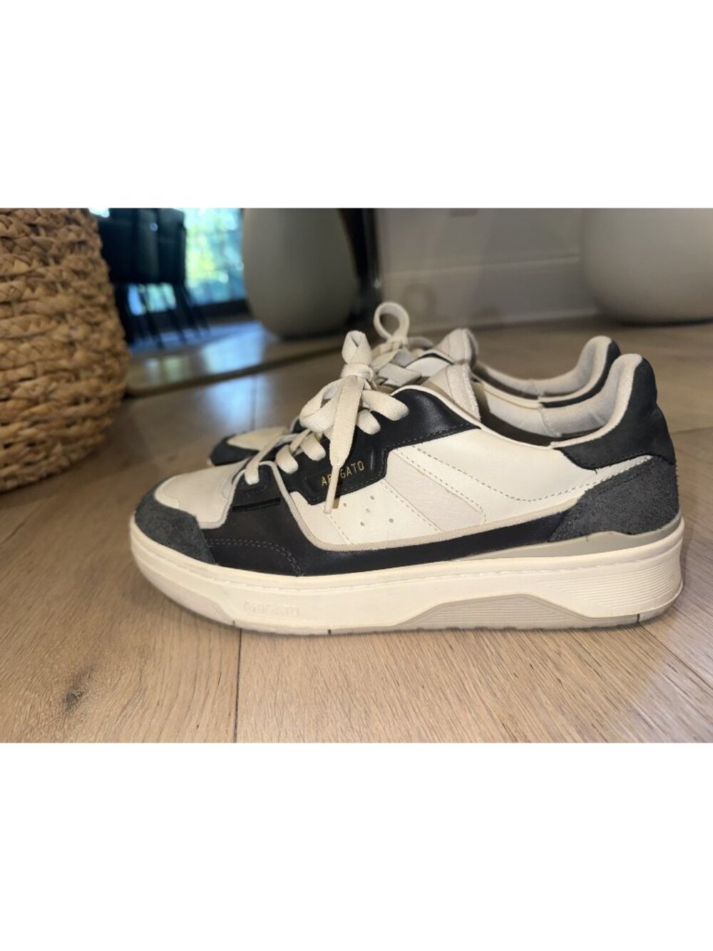 Axel Arigato Clay Sneaker Beige Black Leather Suede Men's US 8 EU 41